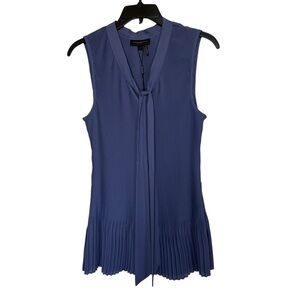 Donna Karan New York  Women’s Sz L Sleeveless Pleated Tie Neck Top NWT